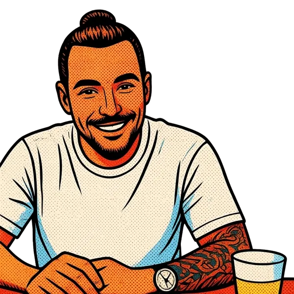 Portrait illustré de Pierre Gordé, souriant